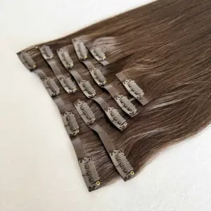 Baylayage Kinky liso encaracolado humano sem costura cru clipe na extensão do cabelo