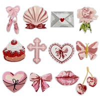 Nouveaux patchs brodés écologiques en forme de cœur et de nœud papillon, faits à la main, exquis, pour filles, à thermocoller, en sergé et chenille, pour la maison