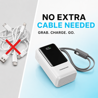 Batterie externe 20000mAh PD 22.5W à charge rapide avec câble intégré, écran LCD, chargeur portable pour téléphone et voyage