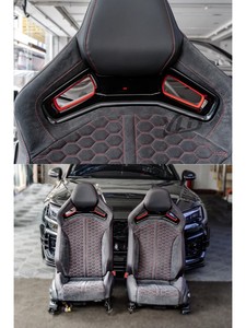 Housse de siège de voiture en cuir Nappa perforé YLD, design sportif enveloppant, respirante pour l'été, quatre saisons, pour <span class=keywords><strong>Audi</strong></span> A6L - Product Image 4