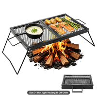 Grille de camping pliable robuste, grille de barbecue portable, maille en acier robuste, équipement compact pour foyer de camping