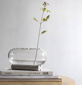 Vase en verre rond transparent moderne soufflé sur mesure en borosilicate, <span class=keywords><strong>terrarium</strong></span> en verre de forme ovale pour plantes - Product Image 2