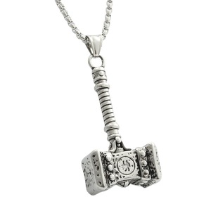 Pendentif marteau Thor en acier inoxydable, collier pour homme, style rétro punk, design géométrique, bijoux cadeau 280280 - Product Image 4