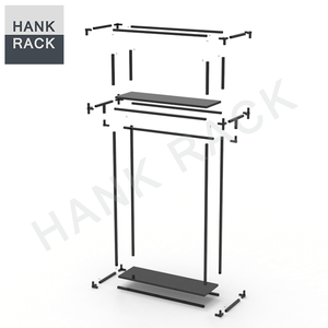 Boutique Clothing Store Floor Garment <strong>Display</strong> Shelves Double High Cabinet Iron Clothes Hanger Stand Clothing Shop Furniture - Product Image 5