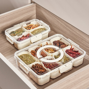 Caja de almacenamiento de aperitivos sellada de diseño propio de cocina con divisor Bandeja de verduras para servir dividida de plástico con tapa - Product Image 6