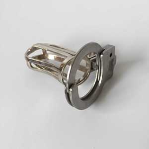 Nouvel appareil de chasteté masculin en acier inoxydable réglable et étanche, cage à pénis argentée avec anneaux péniens pour hommes - Product Image 2