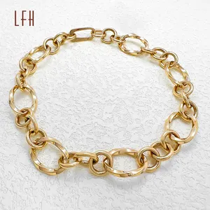 LFH hiphoop مجوهرات ذهبية سعودية 18 قيراط للبيع بالجملة سوار هندسي على شكل حرف O سوار من الذهب عيار 18 قيراط سلسلة حقيقية