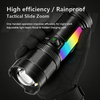 Lampe torche LED extérieure haute luminosité avec zoom, mise au point réglable, étanche IP44, portée du faisceau 500-600M, rechargeable USB-C pour