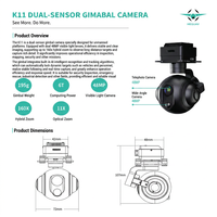 Caméra à double capteur K11 avec suivi IA et contrôle du zoom, compatible drone d'inspection industrielle à charge utile de 3 kg, haute précision 21Y