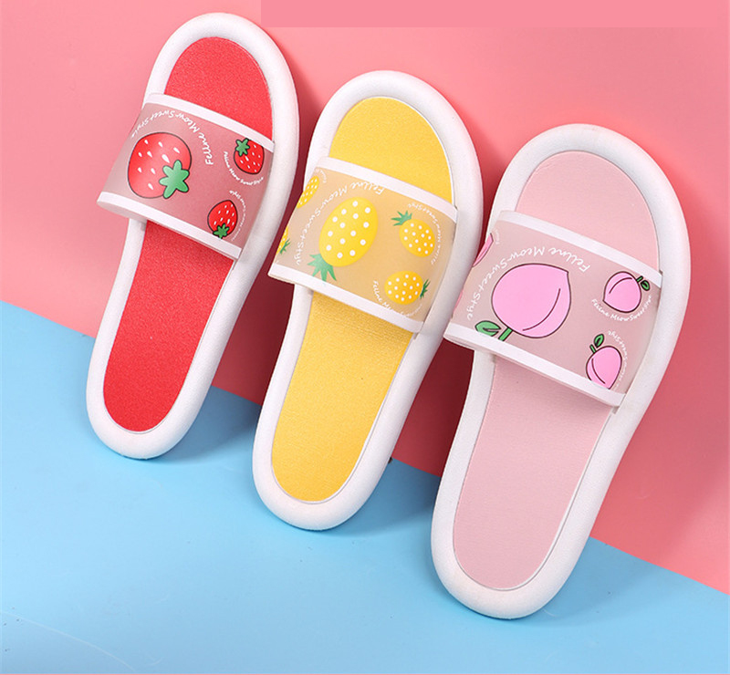 Summer Cute Strawberry Home Slippers Women Fruit Indoor Bath Shoes Plastic PVC Slides