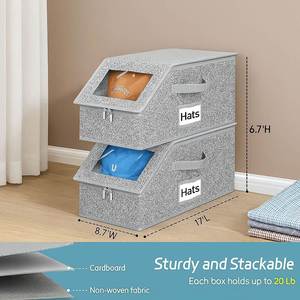 Large Capacity Multifunctional Fabric <b>Hat</b> Storage <b>Box</b> Foldable Baseball Cap Organizer with Dustproof Zipper and Lid - Product Image 2
