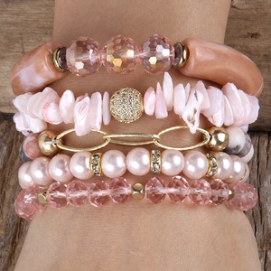 5PC Tùy Chỉnh Đồ Trang Sức Thủy Tinh Ngọc Trai Chuỗi Pha Lê Thủy Tinh Tự Nhiên Đá Quý Punk Acryl Ống <span class=keywords><strong>Lapis</strong></span> Chip Đàn Hồi Ngăn Xếp Vòng Đeo Tay Thiết Lập - Product Image 3