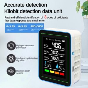 Moniteur de qualité de l'air professionnel 10-en-1, détecteur de CO2/formaldéhyde/TVOC/température/humidité pour la maison, l'hôtel, le bureau et la voiture KQ-10 5 - Product Image 5
