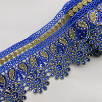 Dentelle africaine en polyester brodée de fleurs 3D, largeur 12 cm, tricot doré
