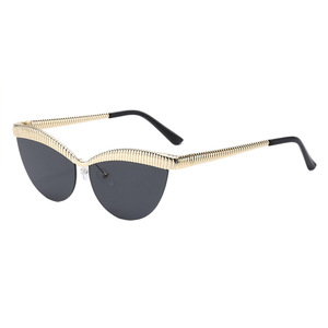 Gafas de sol tipo ojo de gato con media montura, lentes degradadas, UV400, estilo informal a la moda para mujer - Product Image 4