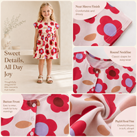 Robe à imprimé floral pour filles, boutonnée sur le devant, manches courtes, coupe trapèze, robe d'été décontractée pour fête, vente en gros OEM