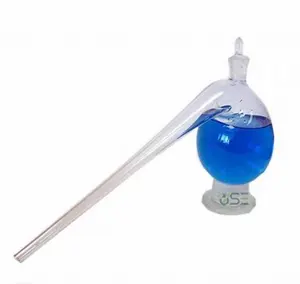 Frasco de destilación de vidrio Frasco de retorta con tapón de vidrio molido y tubo