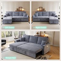 Canapé sectionnel moderne en velours côtelé Runwood, convertible en lit avec couches amovibles, canapé en L avec bureau intégré et réversible