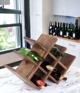 ชั้นเก็บไวน์ทำจากไม้เป็นมิตรกับสิ่งแวดล้อมทันสมัยส่งตรงจากโรงงานสำหรับการแสดงในห้องครัวบาร์ร้านอาหาร - Product Image 3