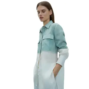 Long Sleeve Fashion Casual Ladies Tops Tie Dye Spring Blouse Shirt