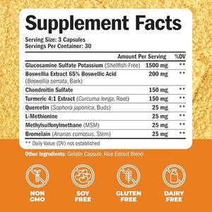 กลูโคซามีน คอนดรอยติน แคปซูล 90 เม็ด ผสม MSM และขมิ้น ช่วยเสริมสร้างสุขภาพและพลังงาน กลูโคซามีนแบบเม็ด - Product Image 6