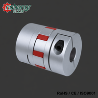 Accouplement à mâchoires anodisées argentées, moyeu en aluminium, pince araignée en TPU rouge, amortissement des vibrations à jeu nul pour moteur pas à pas, servo, CNC, imprimante 3D
