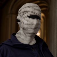 Masque intégral en latex - Noir mat, blanc, jaune - Design texturé, mystérieux et froissé - Masque tendance pour fête d'Halloween