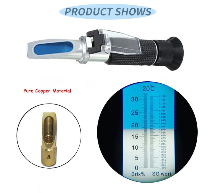 beer testing Pure Copper Materia Refractometer Measurement Equipment Brix 0-32% and 1.000-1.120 SG wort
