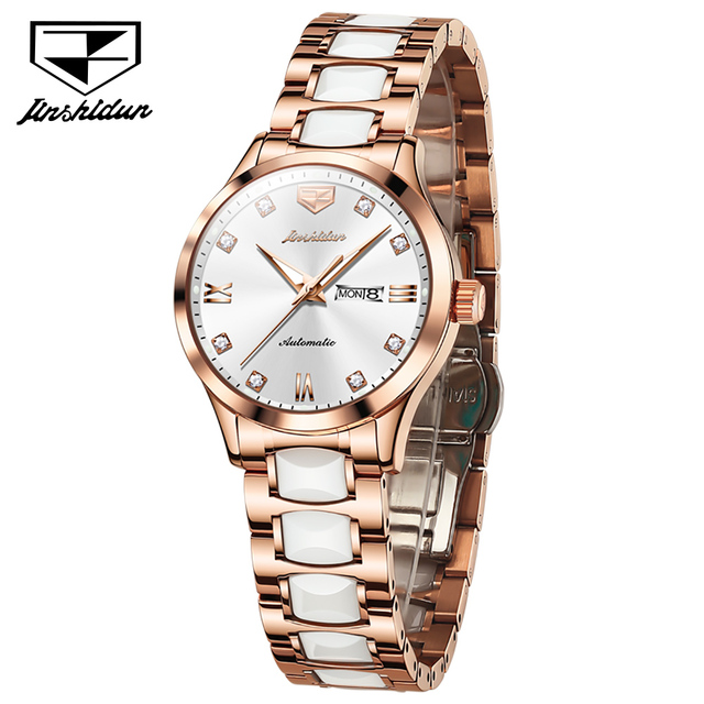 JSDUN 8947 Custom Oem Fashion logo High Quality Automatic Stainless Steel Luminous Lady Mechanical Watch for Woman