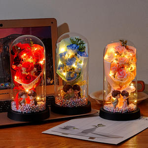 <span class=keywords><strong>Rose</strong></span> Rosse Decorative a LED 2026 Fiori Artificiali Bouquet di <span class=keywords><strong>Rose</strong></span> in Sapone Sotto Cupola Acrilica Regalo per San Valentino - Product Image 2