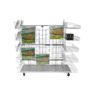 Hot Sale Counter Top Iron Wire Magazine Rack Bookshelf Library Commercial Floor Library Metal Magazine Rack From China Supplier