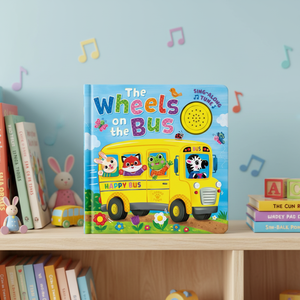 Libro Sonoro Musicale Personalizzato OEM per Autobus con 1 Pulsante, Ruote Sonore, in Plastica ABS e Cartone, Giocattolo per Bambini, Vendita Diretta dalla Fabbrica - Product Image 1