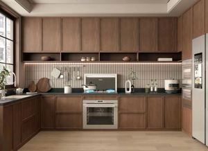 Diseños de Gabinetes de Cocina Modernos Personalizados con Acabado en Melamina con Aspecto de Madera y Pintura Abierta - Product Image 2