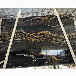 プレミアムブラジル産ブラックフュージョン花崗岩ゴールドスラブ、研磨済み天然ジュパラナマグマゴールド花崗岩、壁、キッチンカウンター、バスルーム用 - Product Image 4