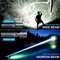 Lampe torche tactique puissante étanche à 5 modes, 30W LED, lampe torche portative rechargeable, haute luminosité, zoom LED
