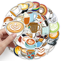 50 autocollants PVC personnalisables DIY pour café, graffiti, auto-adhésifs pour bar à café, guitare, armoire, valise et livres