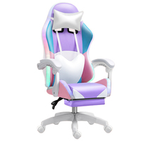 Chaise de jeu ergonomique en cuir pu, chaise de course led et rvb, pour ordinateur, logo personnalisé, rose, violet, avec broderie, unités