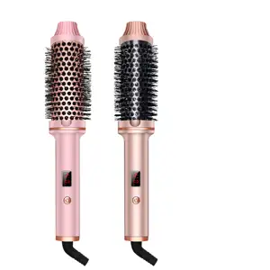 Negative Iron Hot Comb 450F Round Brush 2 In 1 Hair Curler Straightener Brush