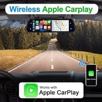 Relee Dash Cam Carplay 4k Kamera Depan Belakang DVR Layar Cermin Sentuh Penuh Sudut Lebar 9.66 Inci Kamera Penglihatan Malam Perekam Mobil