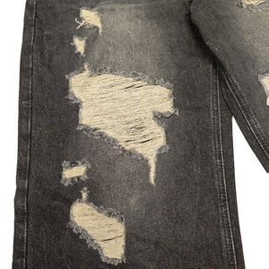 Jean en denim vintage patchwork pour homme Bossypro, coupe droite, déchiré, imprimé graffiti, pantalon de jogging en coton imprimé léopard - Product Image 3