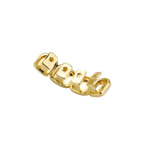 Grillz para dientes, cuatro piezas, brillantes, en forma de U, de oro y plata, decorativos, unisex, para uso diario. - Product Image 4