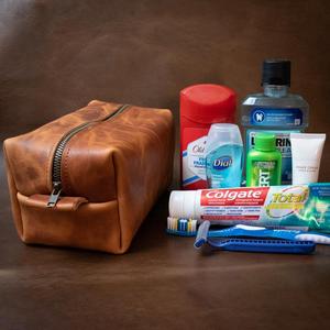 ชุดเครื่องแป้งแต่งหน้าหนังแท้สำหรับเดินทางพร้อมฝาปิดมีซิปลายโลโก้กันน้ำวัสดุ PU - Product Image 2