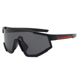 Occhiali da Sole Sportivi Oversize per Ciclismo, Montatura Bianca e <span class=keywords><strong>Rossa</strong></span>, Grandi Lenti Antivento, Occhiali da Sole di Marca di Lusso per Uomo - Product Image 2