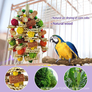 Jouet à mâcher pour oiseaux en rotin en forme <span class=keywords><strong>de</strong></span> cœur <span class=keywords><strong>de</strong></span> maïs en kapok coloré, jouet à mâcher en bois écologique, vente en gros <span class=keywords><strong>de</strong></span> jouets à mâcher en bois pour grands perroquets et cages - Product Image 2