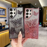 Étui de téléphone portable pour filles avec papillon brillant dégradé électro-plaqué de luxe pour Samsung Galaxy S26 S25 S24 Ultra Plus Edge A16 A26