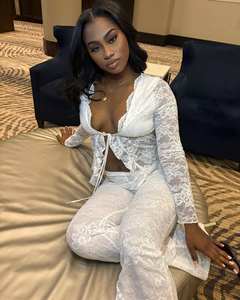 セクシーな女性用衣装、レースパッチワーククロップトップとロングパンツの2ピースセット、カジュアルY2Kツーピースセット、女性用レース服セット2026 - Product Image 2