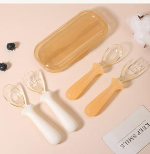 Juego de Cuchara y Tenedor de PPSU para Bebés, Entrenamiento de Alimentación <span class=keywords><strong>Complementaria</strong></span>, Niños Aprenden a Comer de Forma Independiente, Mayores de <span class=keywords><strong>6</strong></span> <span class=keywords><strong>Meses</strong></span> - Product Image 5