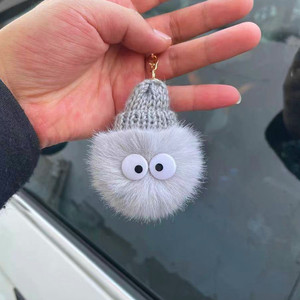 Plush New Ugly Cute Small Coal Ball Keychain Cute Fur Ball Korean Version <b>Doll</b> Car Keychain Bag Pendant Wholesale - Product Image 6