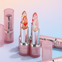 Logo personnalisé fleur gelée rouge à lèvres ensemble changement de température hydratant longue durée baume nutritif magique changement de couleur brillant à lèvres