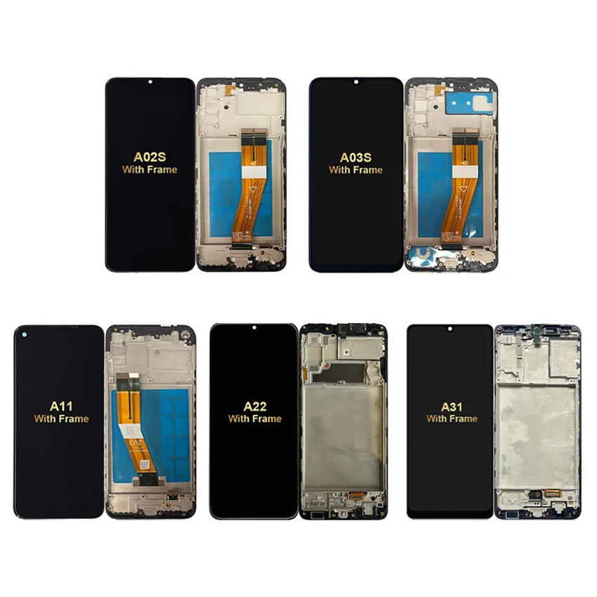 Tampilan pengganti layar LCD ponsel, rakitan Digitizer layar sentuh untuk Samsung A02S A03S A11 A22 A31 A10 A30 A03s A20